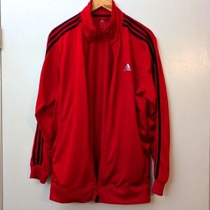 Adidas track jacket Red with black stripes mens sz L